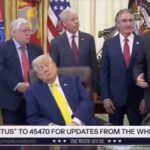 🇺🇸 États-Unis : Trump ferme les yeux quelques secondes pendant un événement et les médias progressistes crient au « président somnolent », recyclant le même angle qu’ils ont nié pendant quatre ans sur la sénescence évidente de Biden.